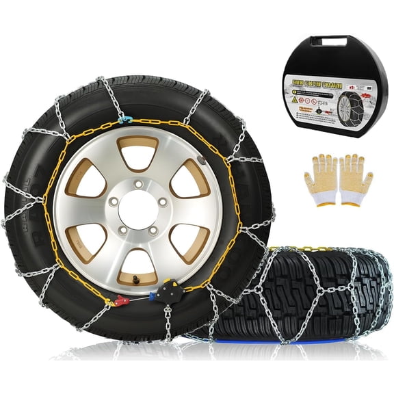 Auto Snow Chains Tire Chains For Cars Suv Pickup Trucks - Tightening 1Min Quick Install Tire-Chains, Reusable Emergency Tire Chains for Snow & Ice Traction (HKN130)