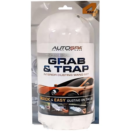 Auto Spa Grab & Trap Car Duster Set: Micro-Allergen Grabbing Cotton Fiber Dusting Wand, 4 PC