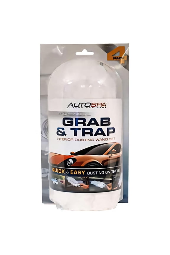 Auto Spa Grab & Trap Car Duster Set: Micro-Allergen Grabbing Cotton Fiber Dusting Wand, 4 PC