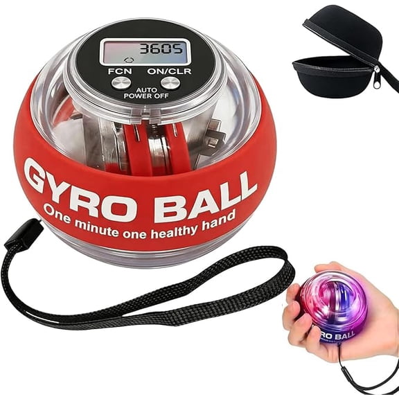 Auto-Start Digital Counter LED Gyro Ball, Wrist Forearm Strength Training Power Ball with Storage Case for Hand Grip Exercise