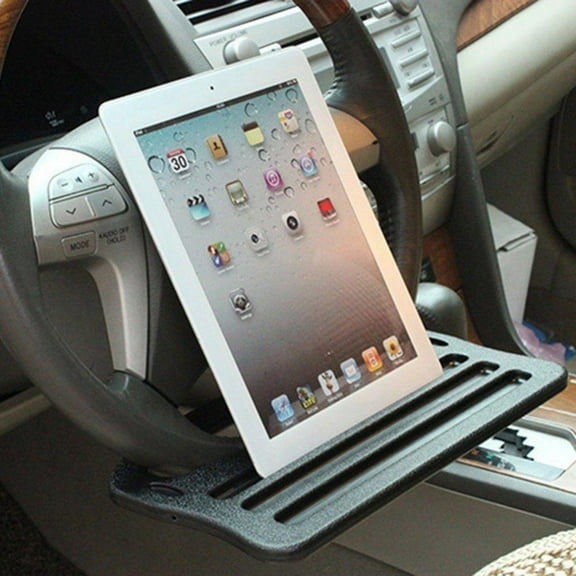Auto Steering Wheel Desk, Laptop, Tablet, iPad Or Notebook Car Travel Table, Food Eating Hook On Steering Wheel Tray, for Constant Travelers