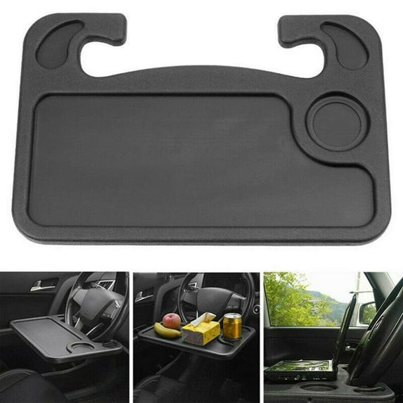 Auto Steering Wheel Tray Desk - Multi-Functional Black Portable Vehicle Laptop, IPad, Notebook, Tablet, and Food Eating Table for Drivers - Fits Most Steering Wheels
