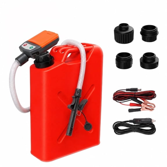 3.8GPM Auto-Stop Electric Fuel Transfer Pump, 51" Long Hose, 4 Size Adapters, Leak Proof Portable Gas Can Pump for Gasoline Diesel Kerosene Oil