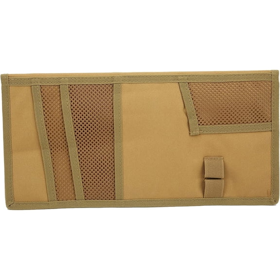 Auto Sun Visor Storage Bag, High Capacity Oxford Cloth Car Visor Panel Organizer with Multiple Pockets for Cars Trucks SUVs Pickups, PVC Coated (Khaki)