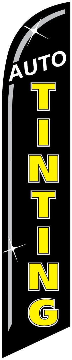 Auto Tinting Advertising Feather Banner Swooper Flag Sign with Flag Pole Kit and Ground Stake