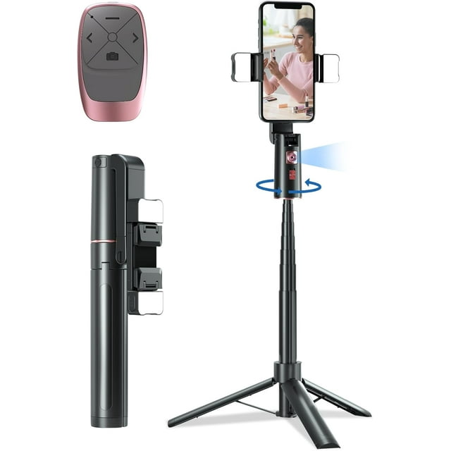 Auto Tracking Phone Tripod with Remote, Extendable 360 Rotating Phone Stand Follows Your Movement, Travel Selfie Stick for iPhone Tiktok YouTube Vlog Video Recording Content Creator Essentials