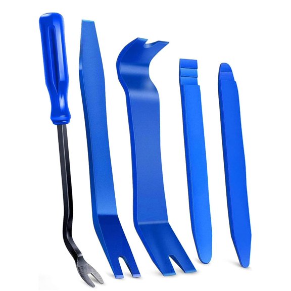 Auto Trim Removal Tool Kit - 5 Piece Car Trim Removal Tool Set for Dash, Door Panel and Clip Remover - Scratch-Resist Nylon Pry Tools for Interior Car Trims Work - Panel Prying Tools Included - Blue