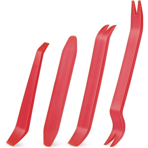 Auto Trim Removal Tool Kit No-Scratch for Car Audio Dash Window Molding-4PCS (Red)