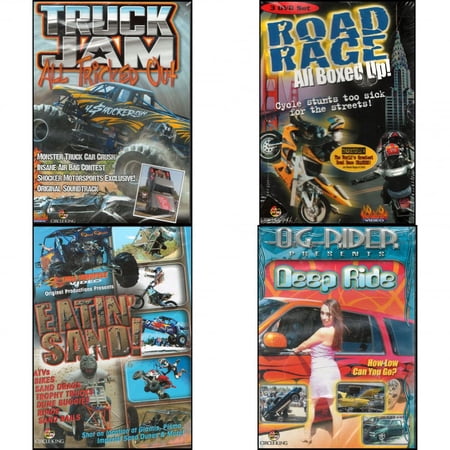 Auto, Truck & Cycle Extreme Stunts & Crashes 4 Pack DVD Bundle: Truck Jam: All Tricked Out, Road Rage: All Boxed Up Vols. 1-3, Eatin Sand!, Og Rider: Deep Ride