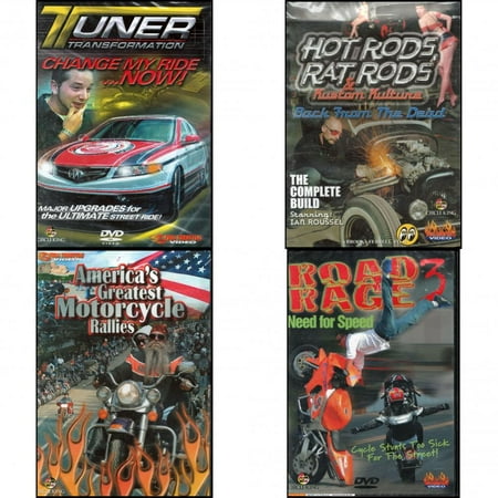 Auto, Truck & Cycle Extreme Stunts & Crashes 4 Pack DVD Bundle: Tuner Transformation: Change My Ride Now, Hot Rods, Rat Rods & Kustom Kulture: Back from the Dead - The Complete Build, Americas Greates