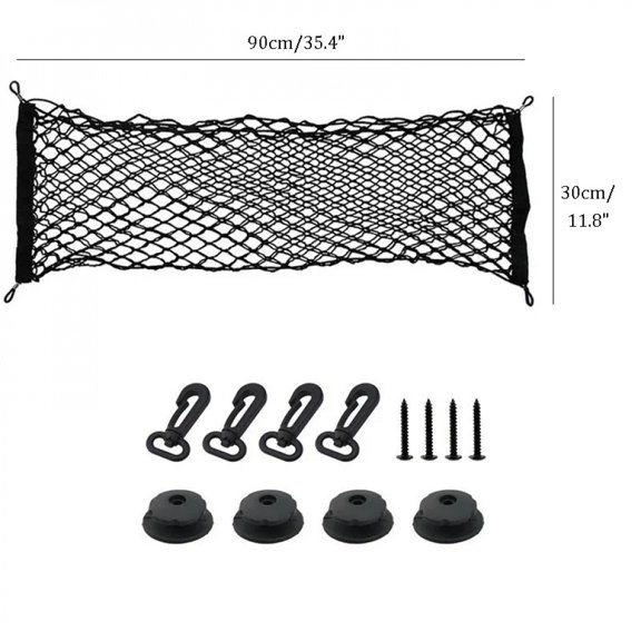 Auto Trunk Rear Cargo Luggage Nylon Mesh Elastic Storage 90x30CM/40x110CM Net Holder With 4 Plastic Hooks Pockets