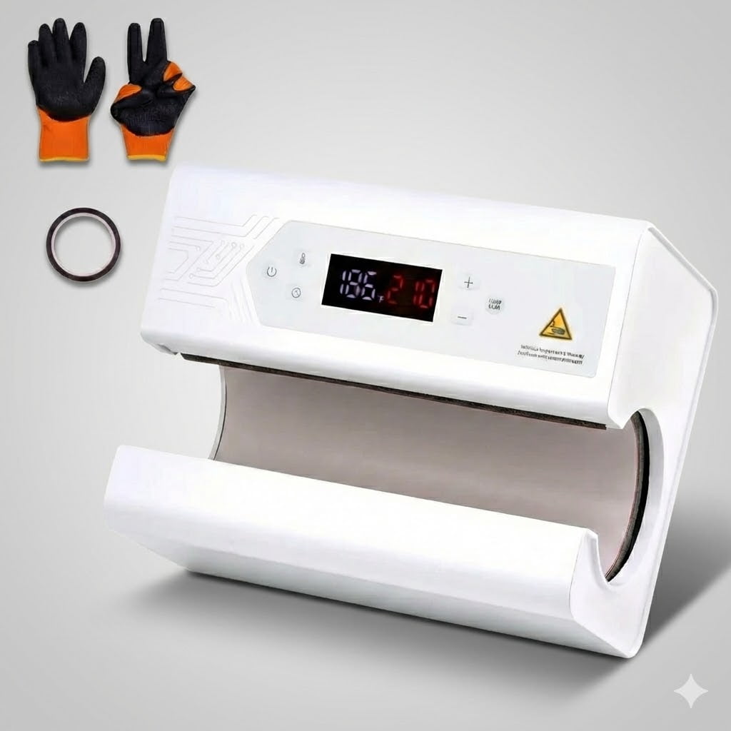 Auto Tumbler Heat Press Machine With Tape and Glove For 11-30oz Tumblers