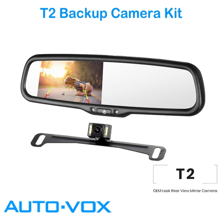 Auto-Vox Backup Camera Rear View Mirror Monitor Camera with LED