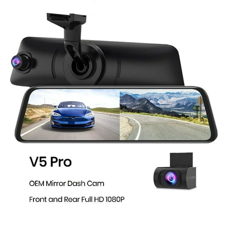 Auto-Vox Car Mirror Dash Cam Backup Camera Front & Rear Dual DVR Recorder 9.35'' OEM Look Mirror Monitor With Dual 1080P Rear View Camera( V5 PRO)