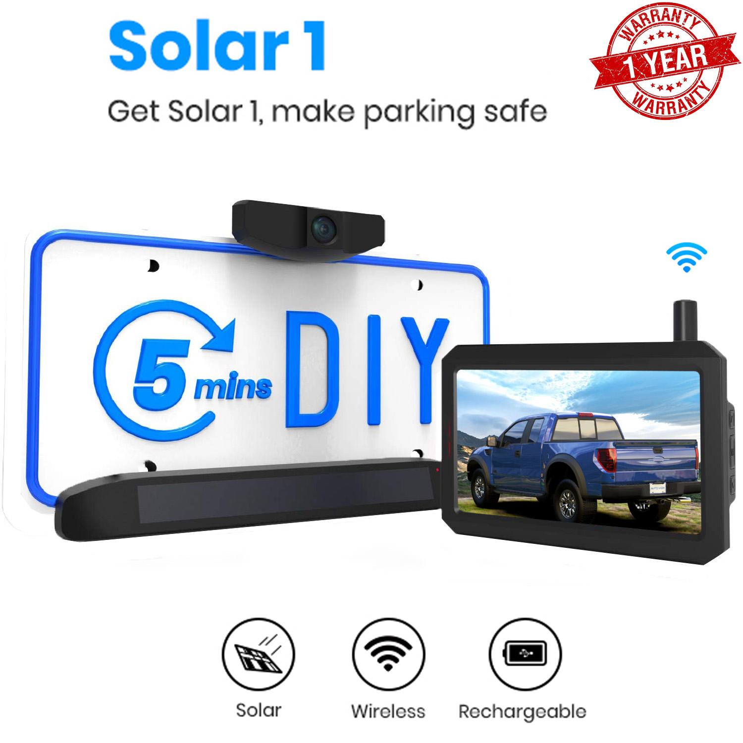 Auto Vox Digital Wireless Backup Camera System for Pickup, 5inch HD