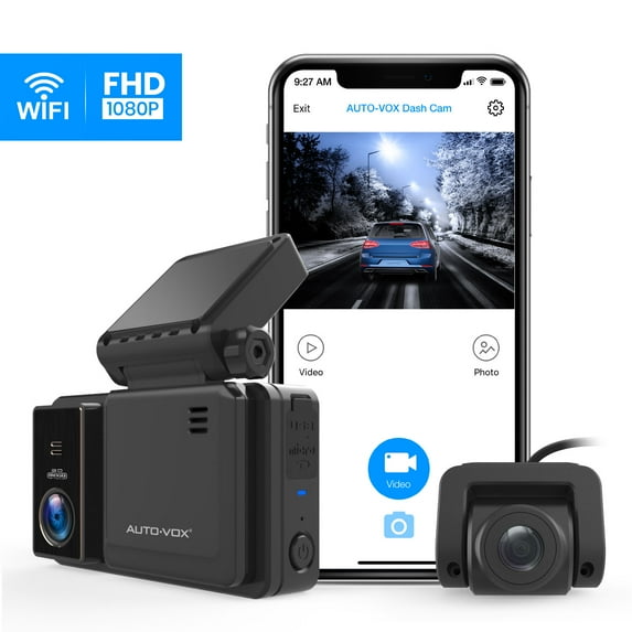 Auto-Vox Dual Dash Cam 1080P Front and Cabin Car Security Camera with GPS and Night Vision