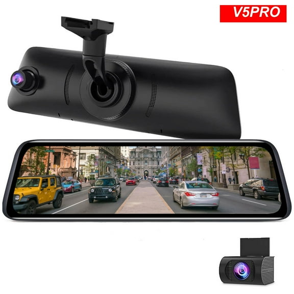 Auto-Vox Rear View Mirror 9.35'' Monitor Camera OEM Look Touch Screen Mirror Dash Cam, Dual Camera 1080P Super Night Vision Car Backup Camera(V5 PRO)