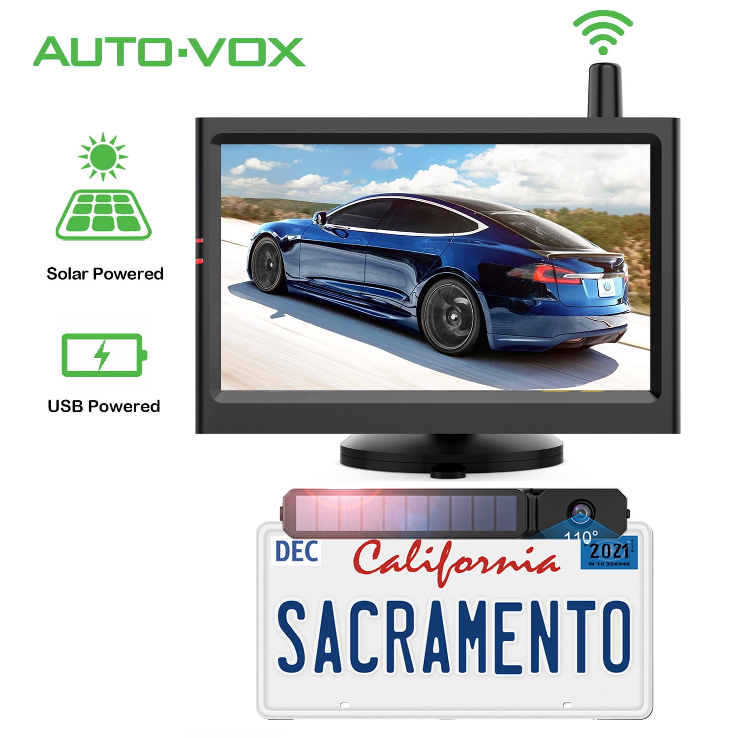 AutoVox Wireless Backup Camera Solar Charging, Travel Trailer Reverse