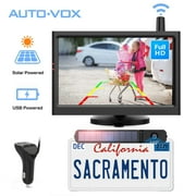 Auto-Vox Wireless Backup Camera Solar Charging, Travel Trailer Reverse Camera IP69K, Wireless Solar Rear View Highway Observations Camera System for Truck, Camper Vans