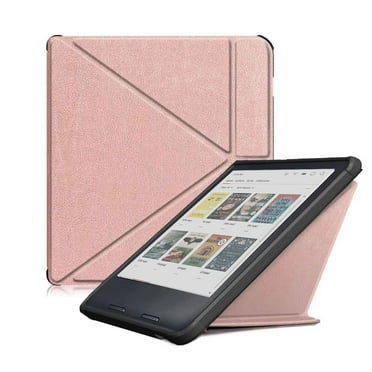 Auto Wake/Sleep 7 inch e-Reader Case Multi-folding Stand Shockproof Protective Shell for Rakuten Kobo Libra Colour 2024 Rose Gold