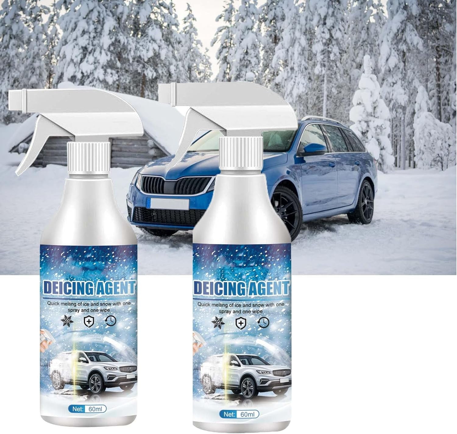 60ml Car Windshield Snow Ice Melting Spray Defrosting Cleaner Anti