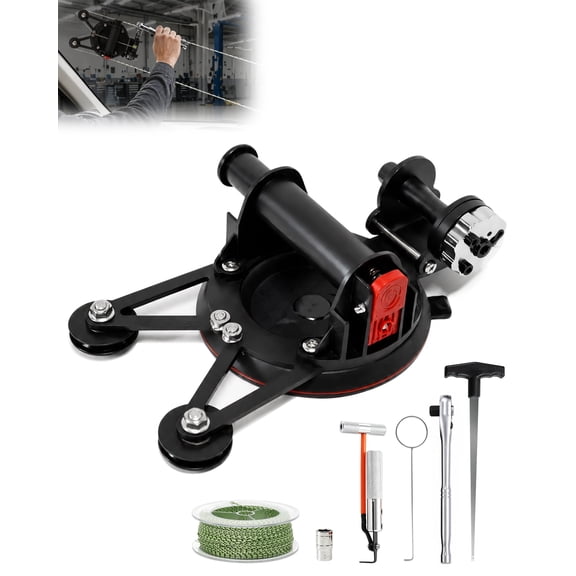 Auto Windshield Glass Removal Tool Kit, Auto Glass Cut Out Tool with Locking Function, with Threader, Coil and Windshield Cutter for Cars and Trucks