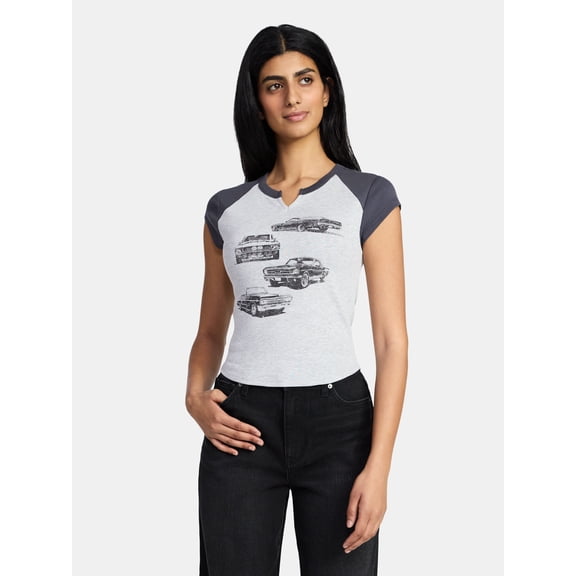 Auto Women's Graphic Tee with Short Sleeves, Sizes XXS-XXL
