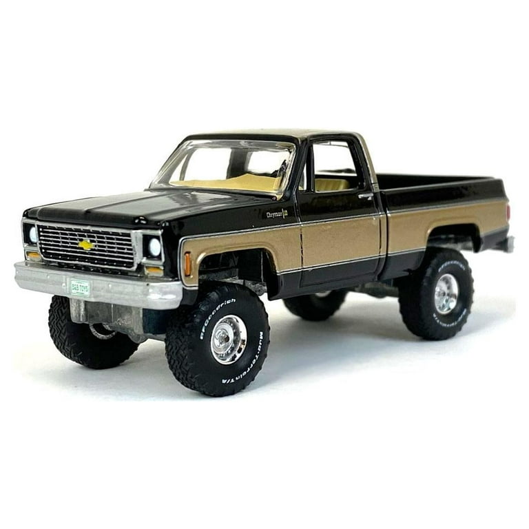 Auto World 1/64 1973 Chevy K10 4x4, Black/Gold, Exclusive Limited