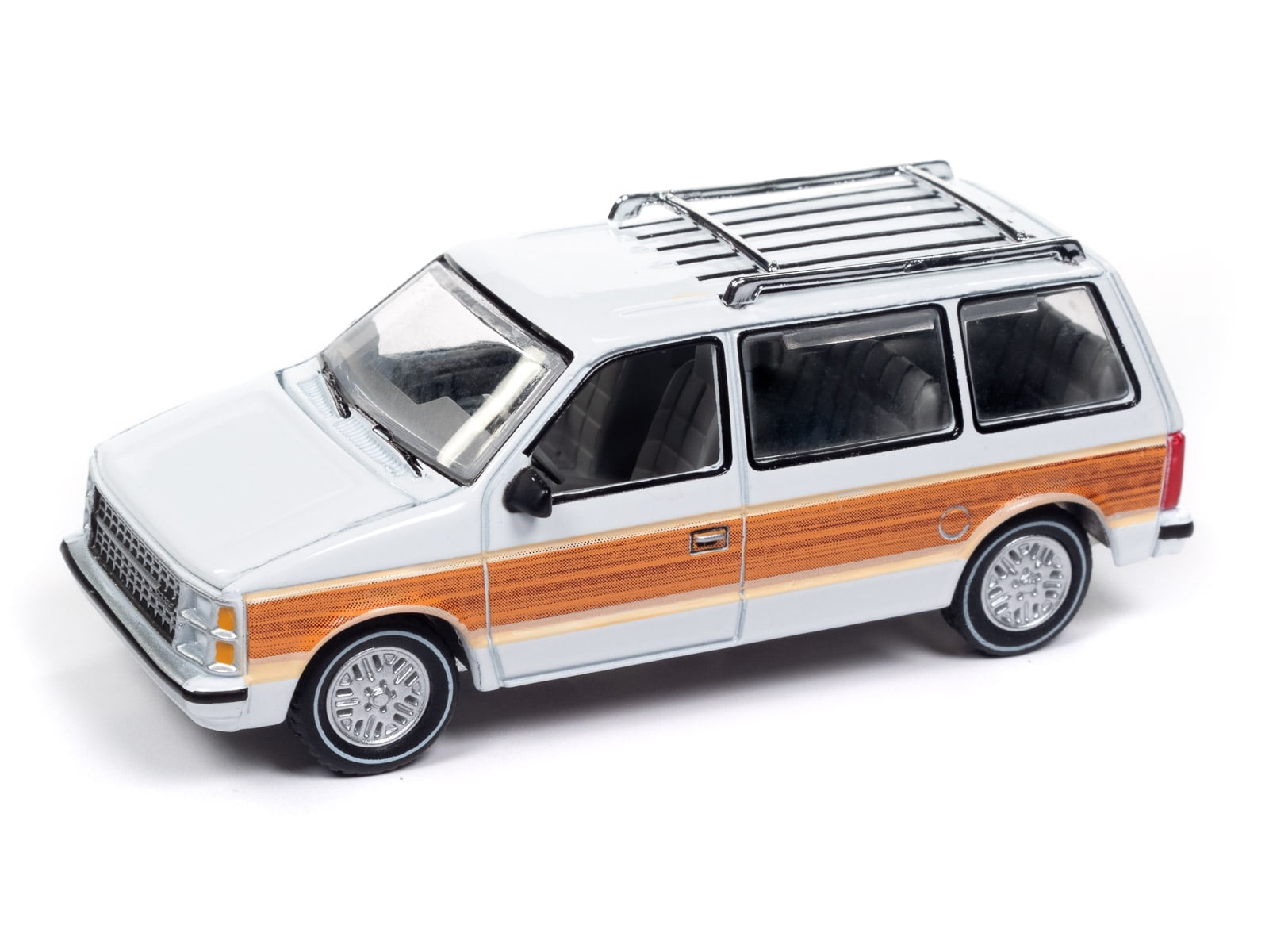 Auto World 1:64 Die Cast 1985 Dodge Caravan DW2 White w/Woodgrain Sides & Rear