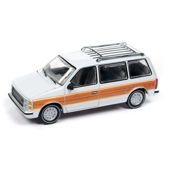 Auto World 1:64 Die Cast 1985 Dodge Caravan DW2 White w/Woodgrain Sides & Rear
