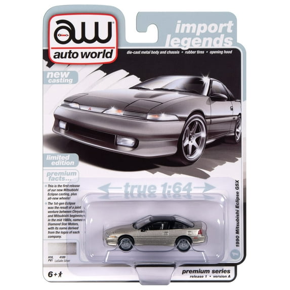 Auto World 1:64 Die Cast Premium 1990 Mitsubishi Eclipse GSX 2024 Release 1