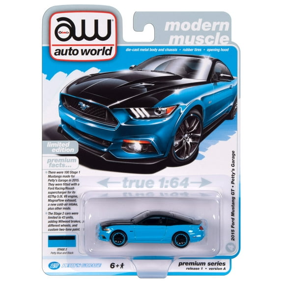 Auto World 1:64 Die Cast Premium Petty's Garage 2015 Ford Mustang GT 2024 Release 1