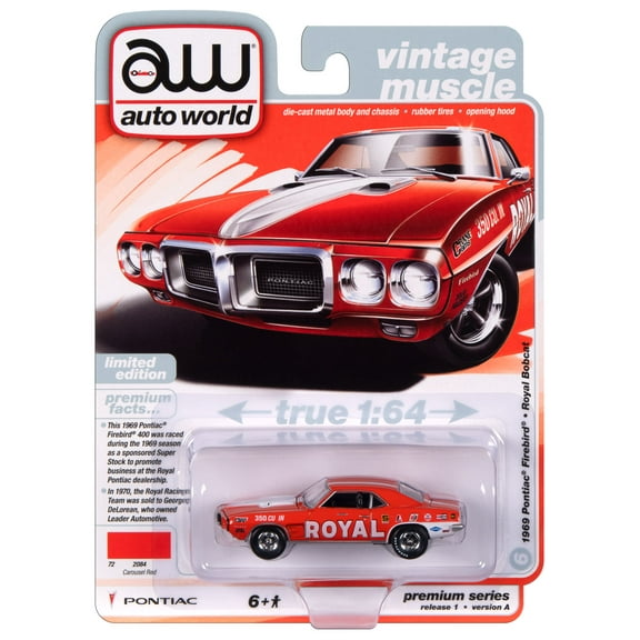 Auto World 1:64 Die Cast Premium Royal Bobcat 1969 Pontiac Firebird 2024 Release 1