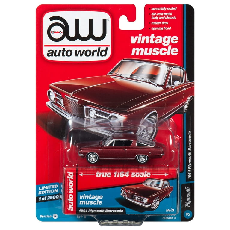 Auto World 1/64 1964 Plymouth Barracuda 1/1800 Die Cast hotsell Car