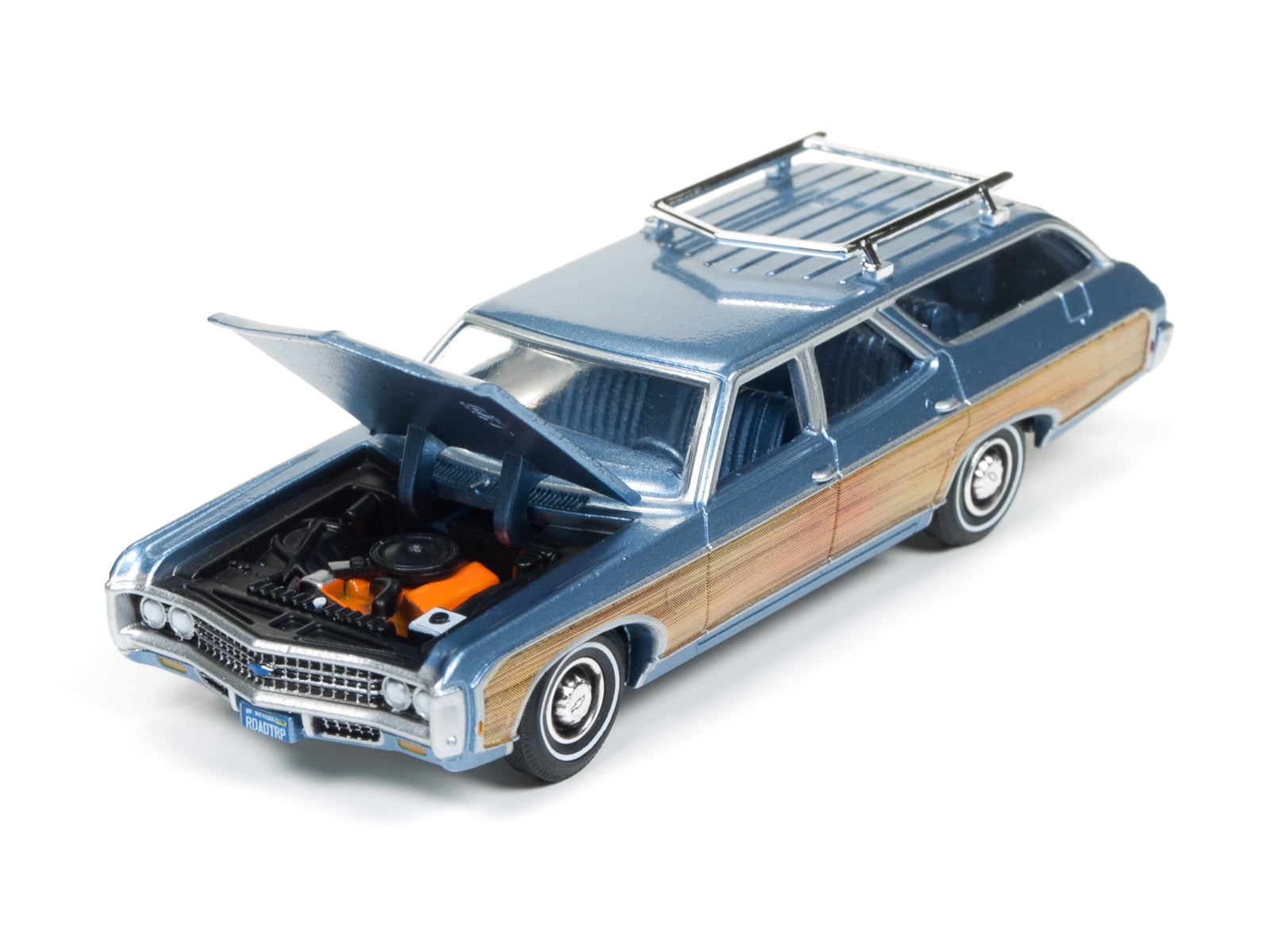 Auto World 1:64 Scale Blue 1969 Chevy Kingswood Estate Diecast Car