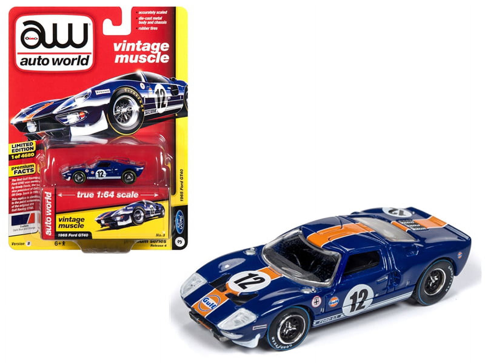 Auto World 1:64 Scale Blue & Orange 1965 Ford GT40 #12 Diecast Car