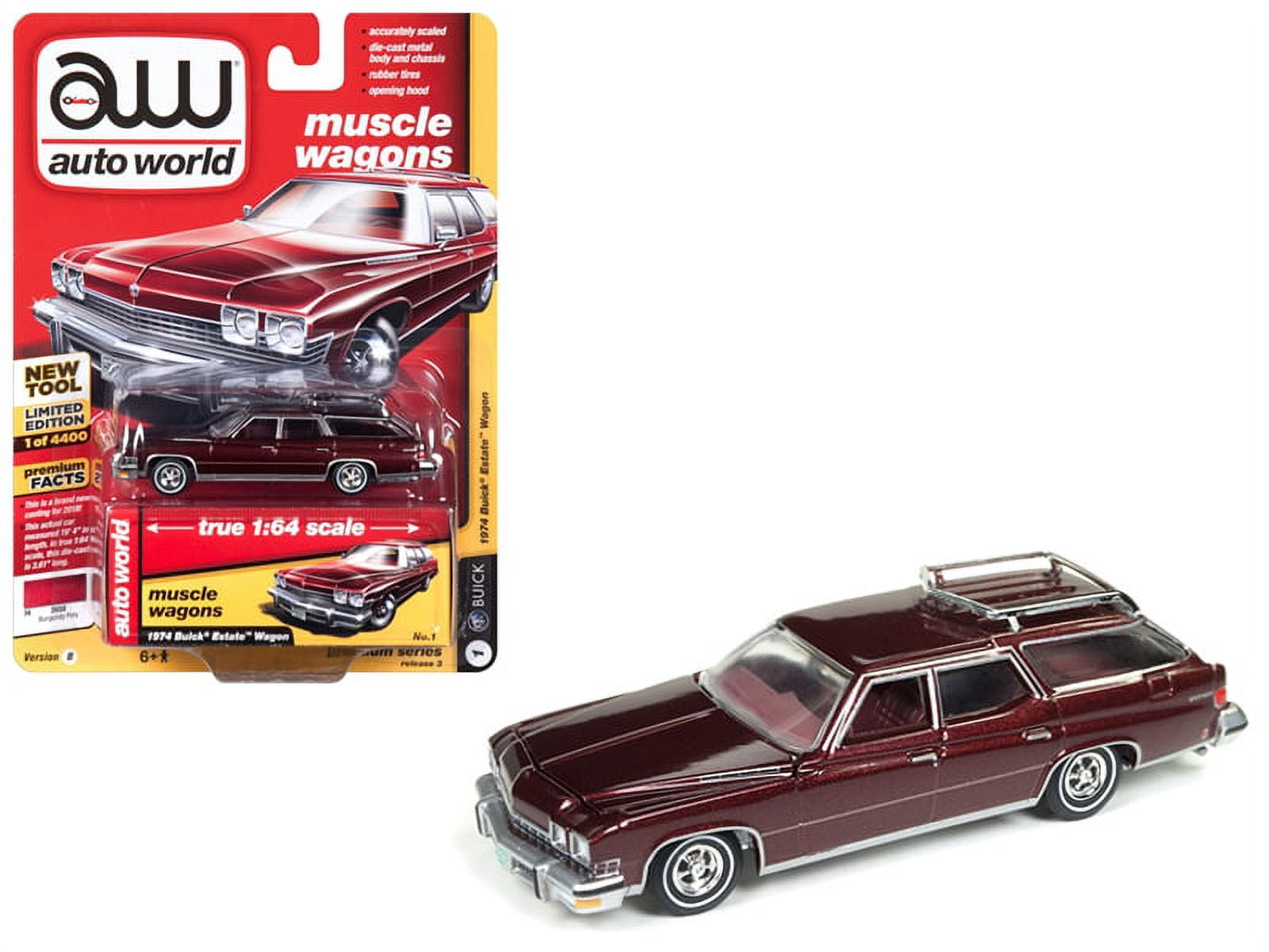 Auto World 1:64 Scale Burgundy 1974 Buick Estate Wagon Diecast Car