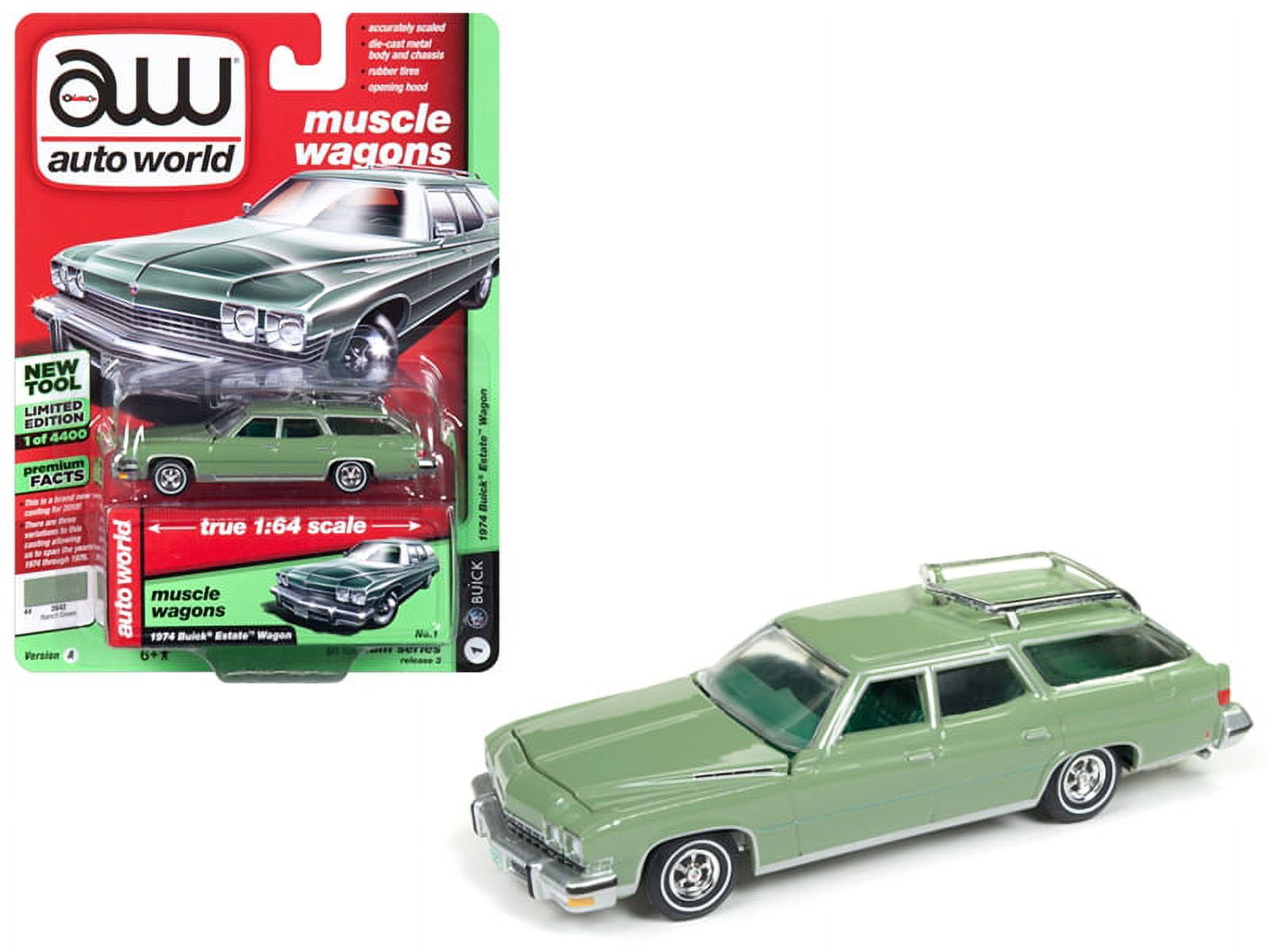 Auto World 1:64 Scale Green 1974 Buick Estate Wagon Diecast Car