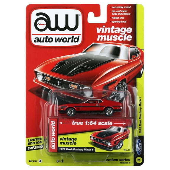 Auto World 1:64 Scale Premium 1972 Ford Mustang Mach 1 Diecast Car