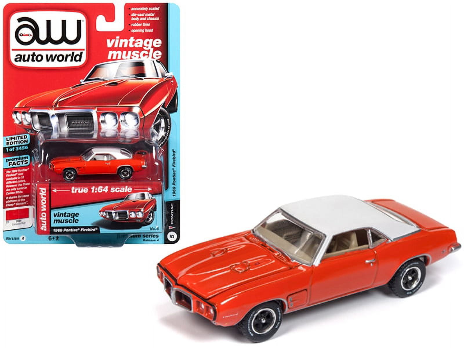 Auto World 1:64 Scale Red 1969 Pontiac Firebird Diecast Car