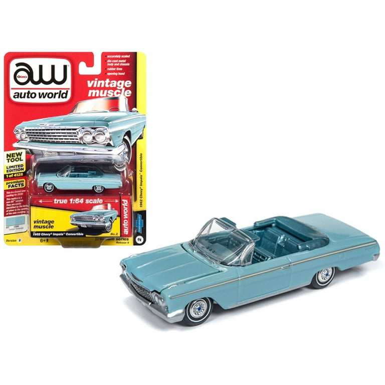 Auto World 1:64 Scale Turquoise 1962 Chevrolet Impala Open