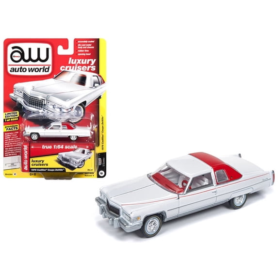 Auto World 1:64 Scale White 1976 Cadillac Coupe DeVille D'elegance