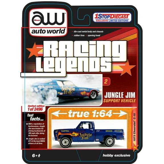 Auto World 1973 Chevy C-10 "Racing Legends" Jungle Jim 1/64 Diecast Car CP7731