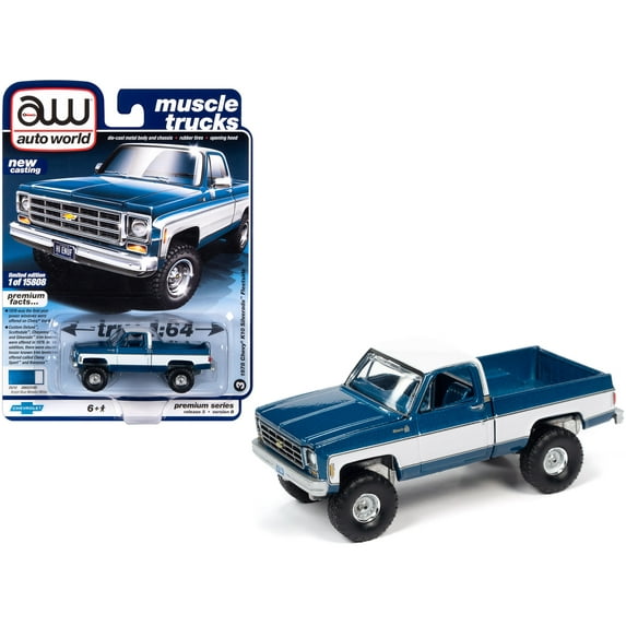 Auto World 1978 Chevy K10 Silverado Fleetside Metallic Blue Truck Play Vehicle