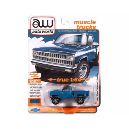 Dronehint.com Auto World 1981 Chevrolet Silverado Stepside 10 4ÌÑ4 Medium Blue 64452 A 1/64