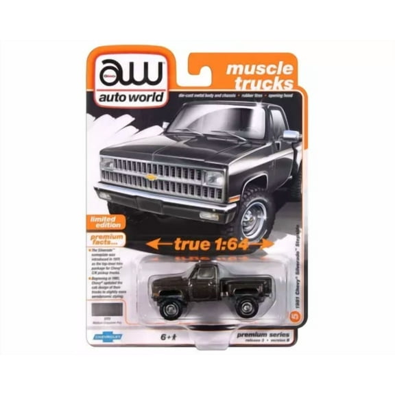 Dronehint.com Auto World 1981 Chevrolet Silverado Stepside 10 Pickup Gray 64452 B 1/64