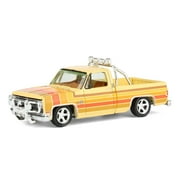 Auto World 1/64 1981 Lowered Chevrolet Silverado Fleetside Pickup Truck, Cream with Custom Stripes AWSP191
