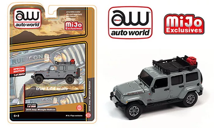 Auto World 2018 Jeep Wrangler Rubicon with Roof Rack 1/64 Diecast Car CP7717
