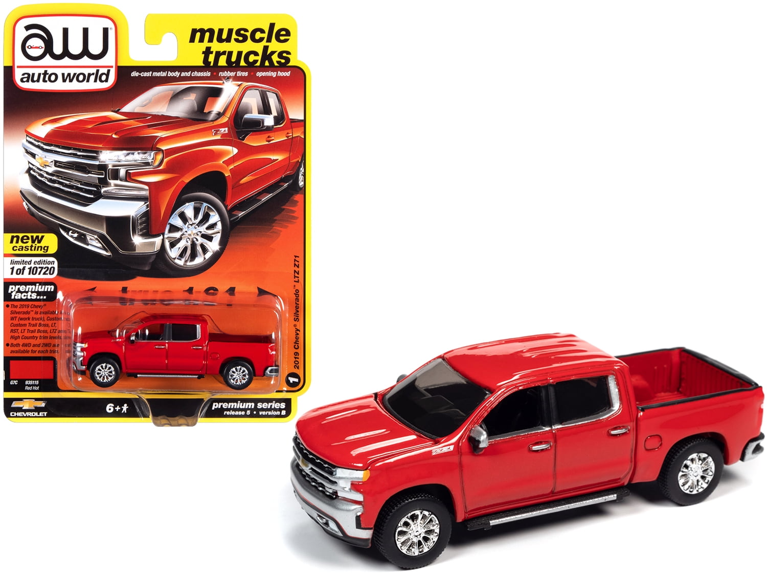 Auto World 2019 Chevy Silverado Red Truck Play Vehicle
