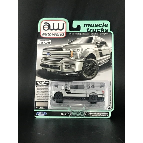 Auto World 2019 Ford F-150 XLT Sport Silver Truck Play Vehicle